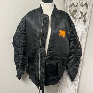 Shaka NWT Black Bomber Jacket with Orange Interior Detailed embroidered Patch